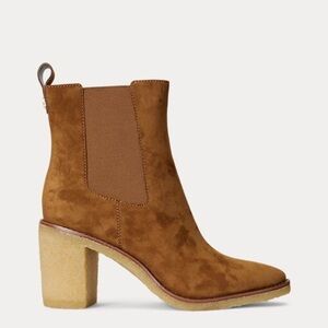 Ralph Lauren Marianna Bootie - Water Repellant Suede Whiskey Brown SIZE 11 READ